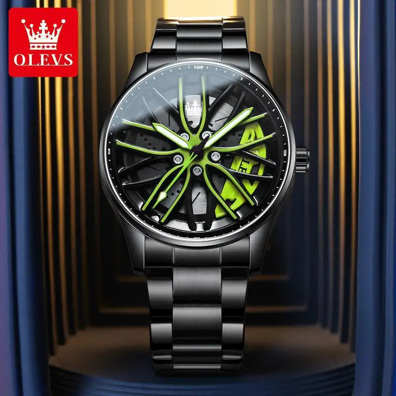Olevs 9937 Quartz Wristwatch Wholesale Band Unique Creative Branded Reloj Waterproof Car Rim Wheel Steering Watch for Man Male