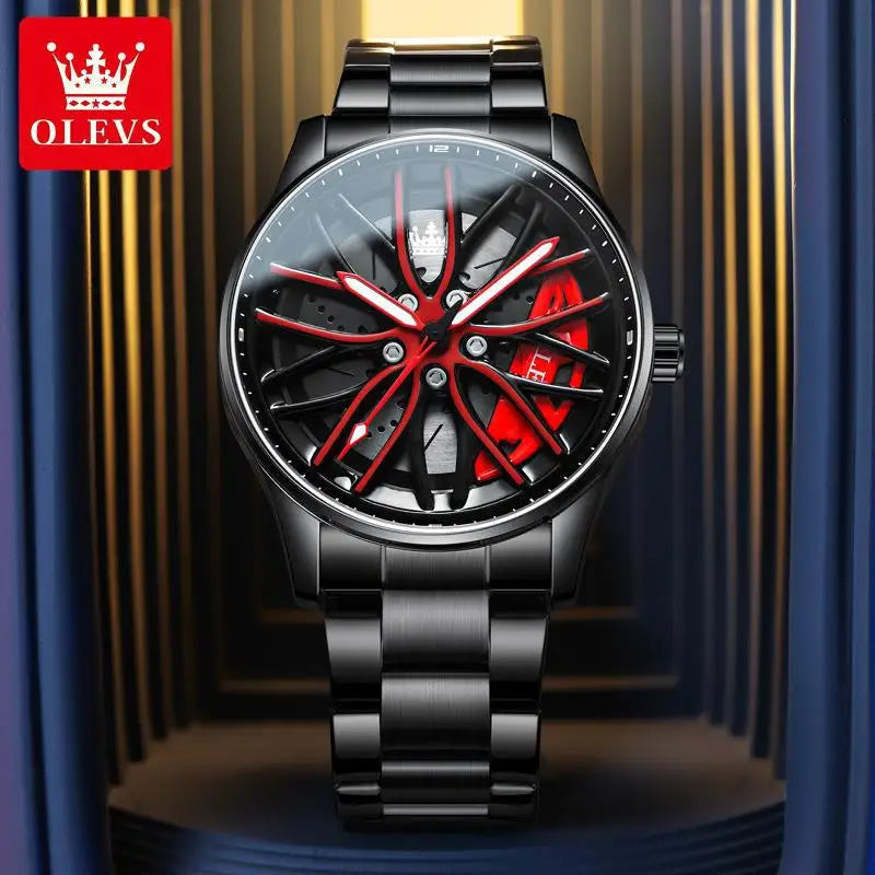 Olevs 9937 Quartz Wristwatch Wholesale Band Unique Creative Branded Reloj Waterproof Car Rim Wheel Steering Watch for Man Male