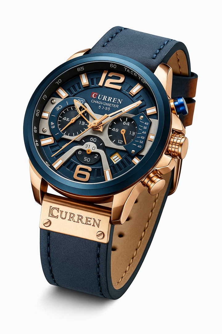 Reloj Curren 8329 cuarzo con detalles metálicos dorados