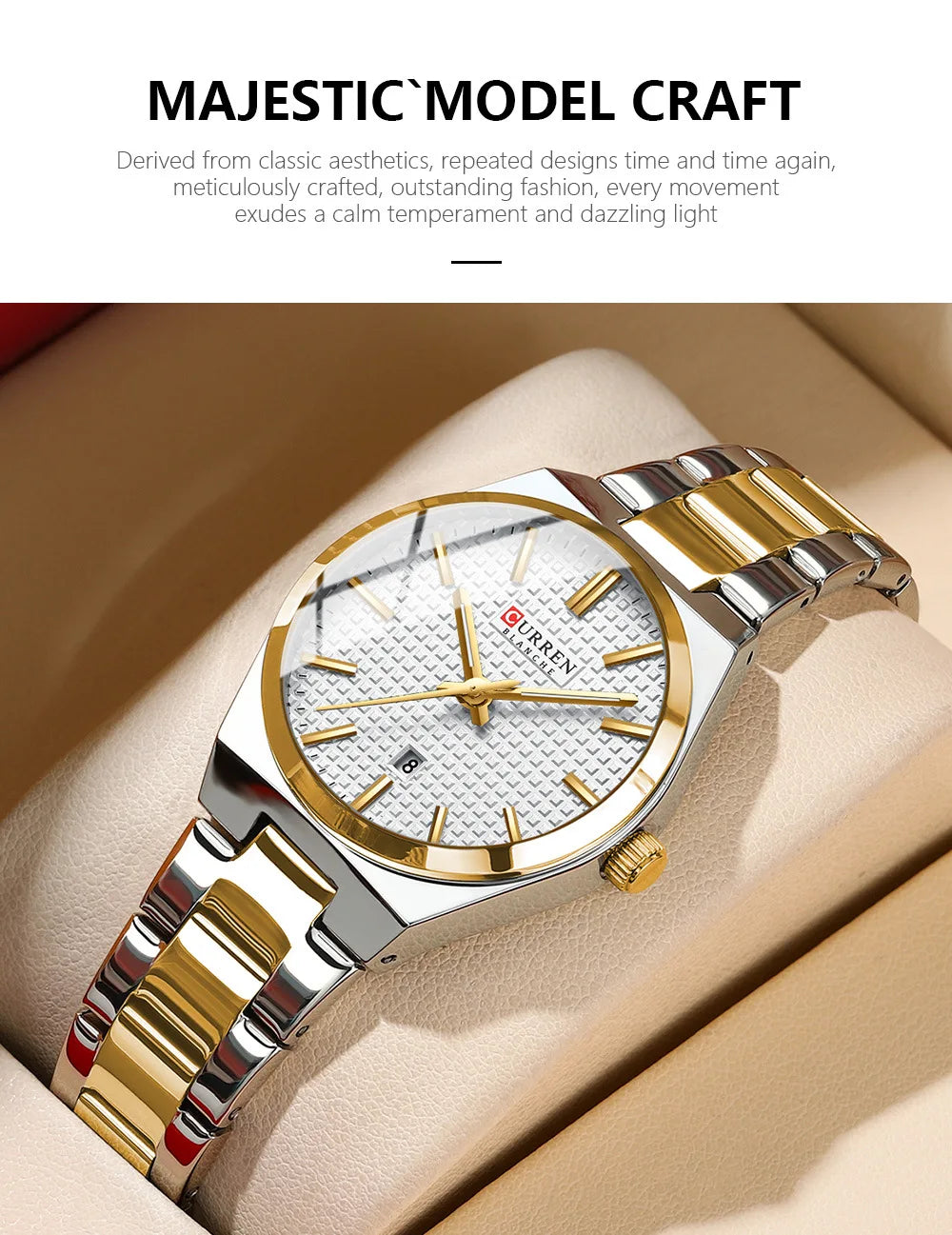 CURREN 8439 Cuarzo Oro Plateado