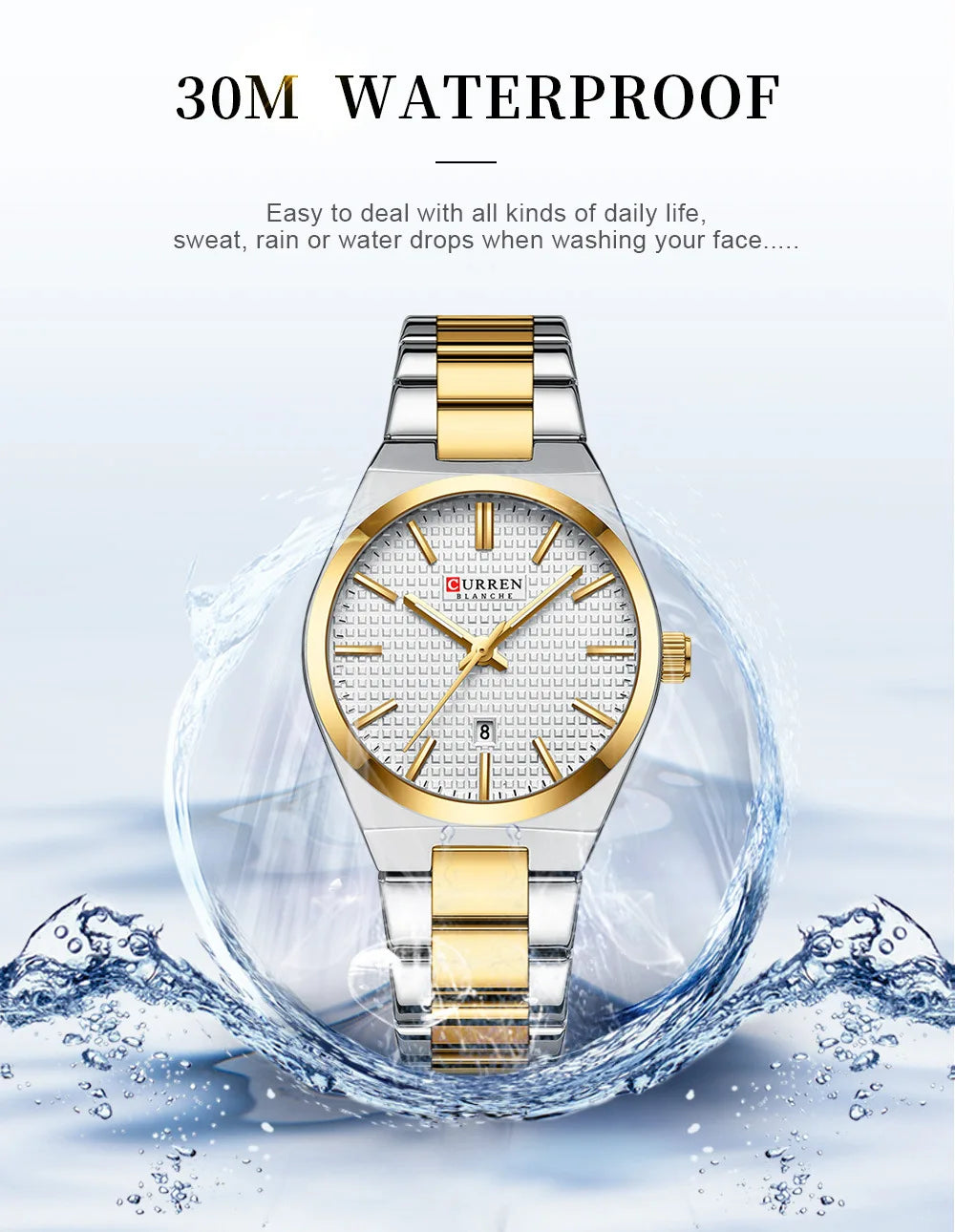 CURREN 8439 Cuarzo Oro Plateado