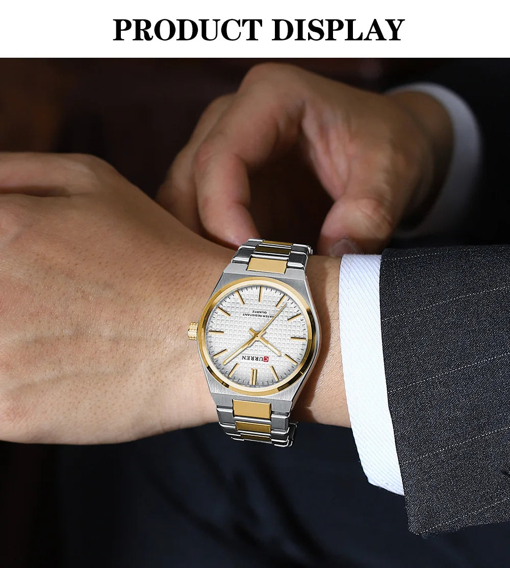 CURREN 8439 Cuarzo Oro Plateado