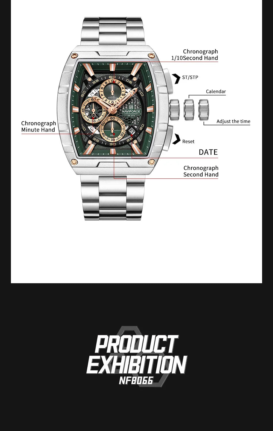 Naviforce Nf8066 Crono Hombre Acero